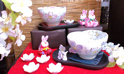 桜柄の陶碗
