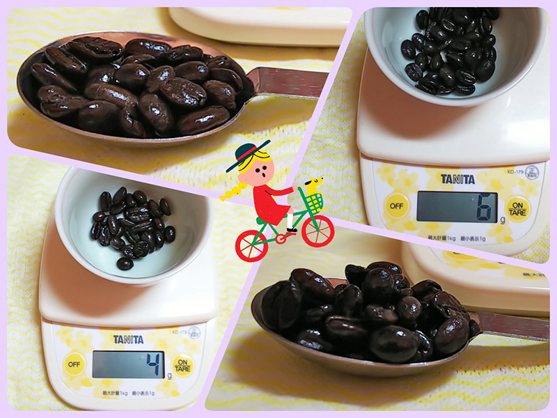 大さじスプーンでのコーヒー豆の量り方：深煎りコーヒー