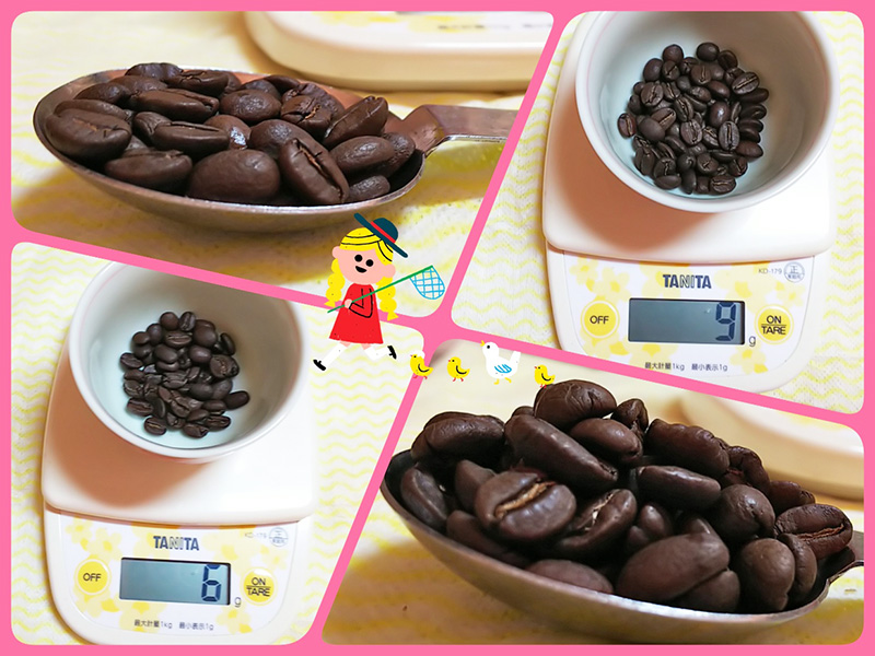 大さじスプーンでのコーヒー豆の量り方：浅煎りコーヒー