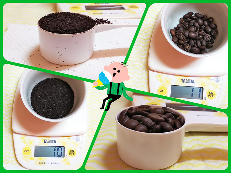 ジャーカップでのコーヒー豆の量り方：浅煎りコーヒー