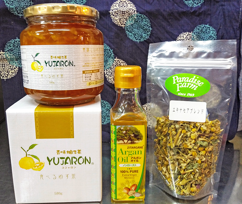 アルガンオイル、エキナセアブレンド、ユジャロンの試食、試飲会