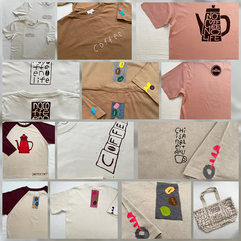 手描きイラスト&刺繍のノグチナミさんとちくちくチアキングさんのTシャツ