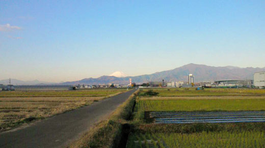 通勤時に拝める大山越しの富士山